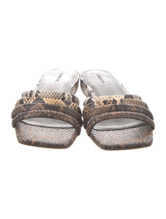 Vince Leather Animal Print Slides