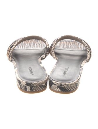 Vince Leather Animal Print Slides