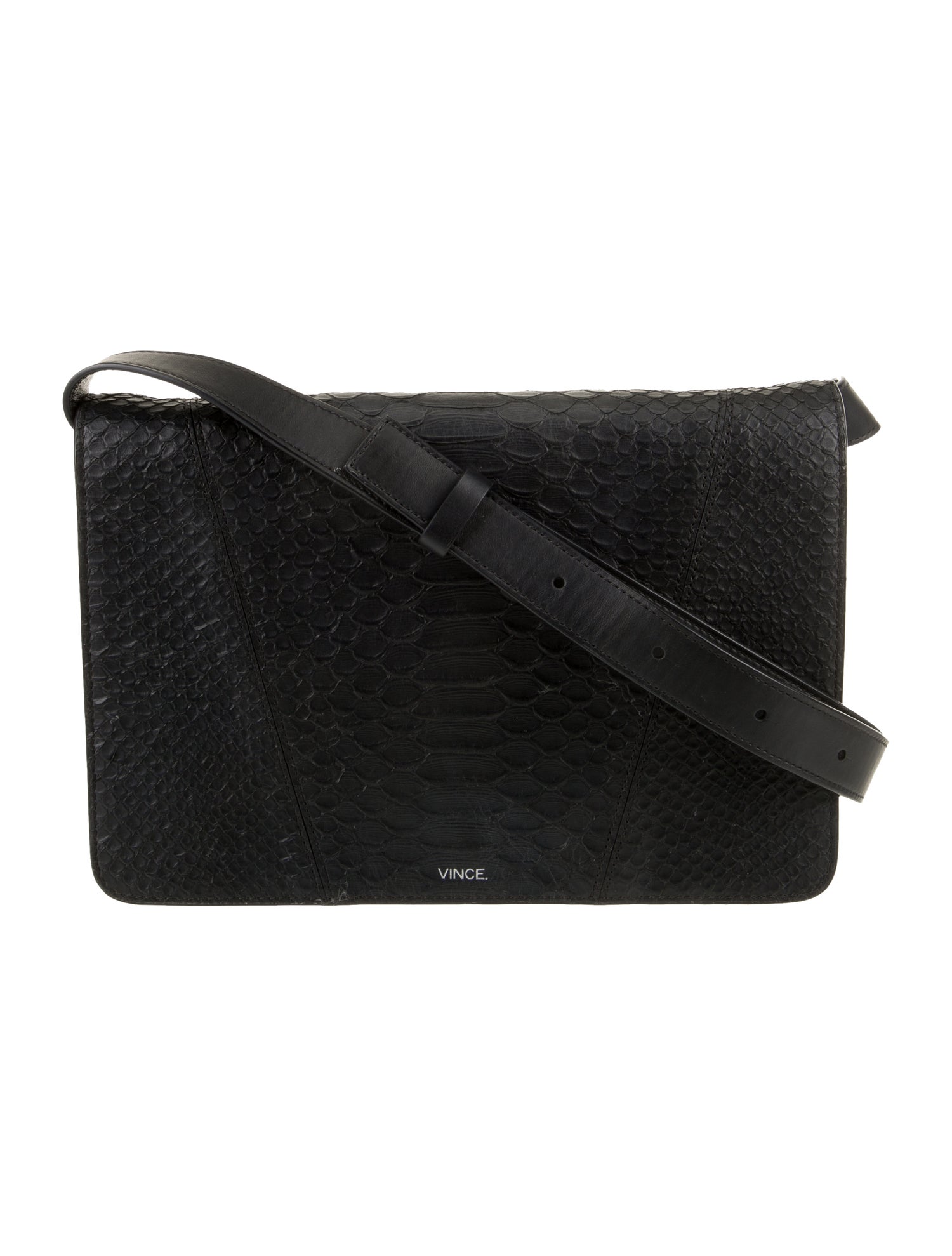 Vince Embossed Leather Messenger Bag