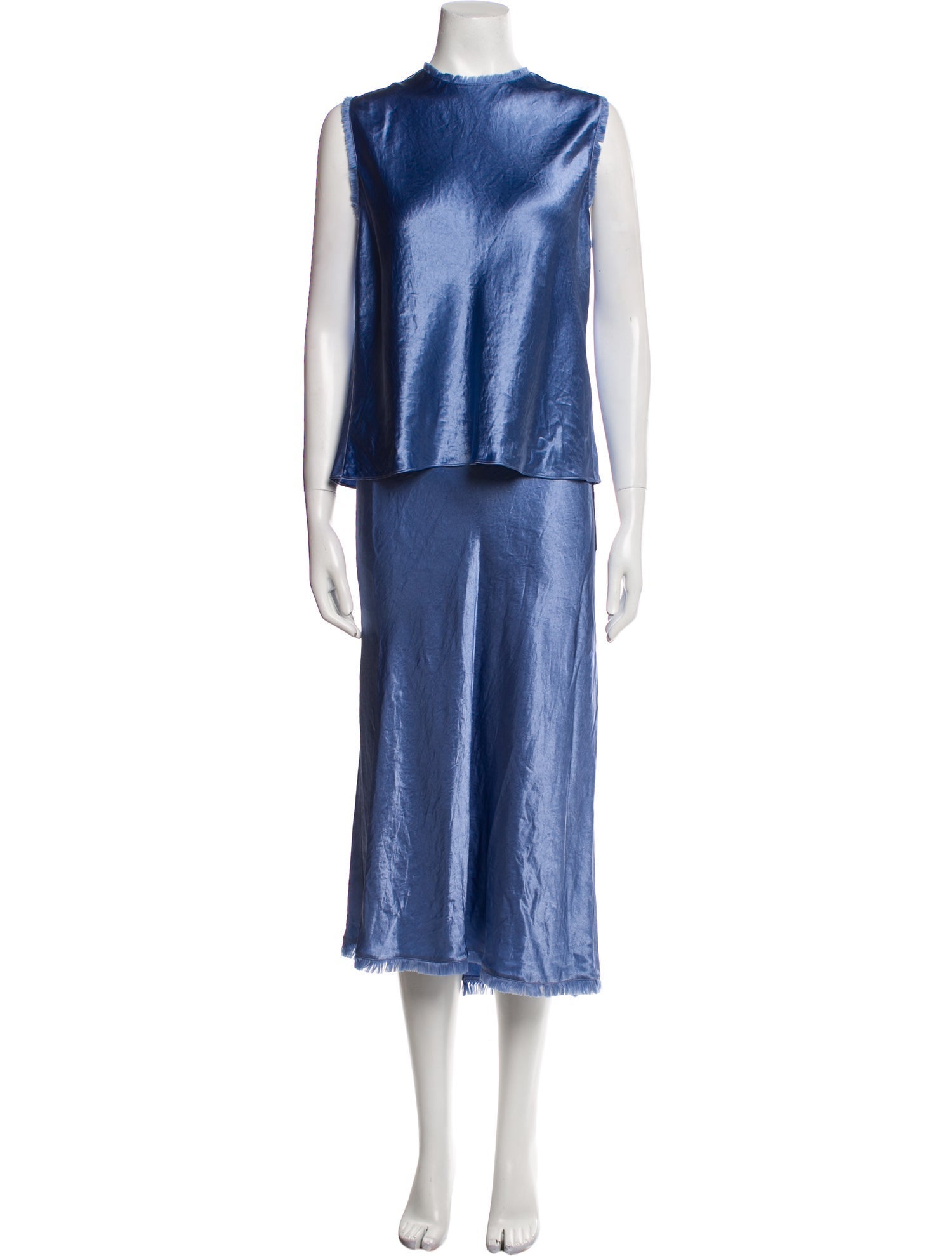 Vince frayed-edge crushed satin shell Set