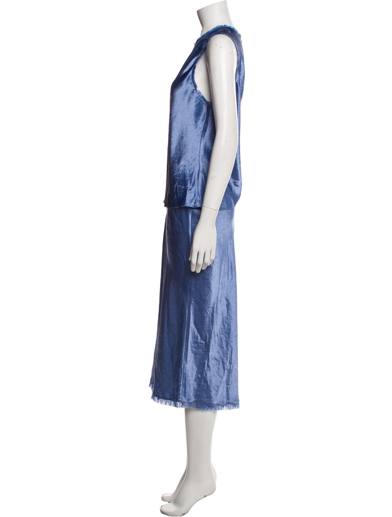 Vince frayed-edge crushed satin shell Set