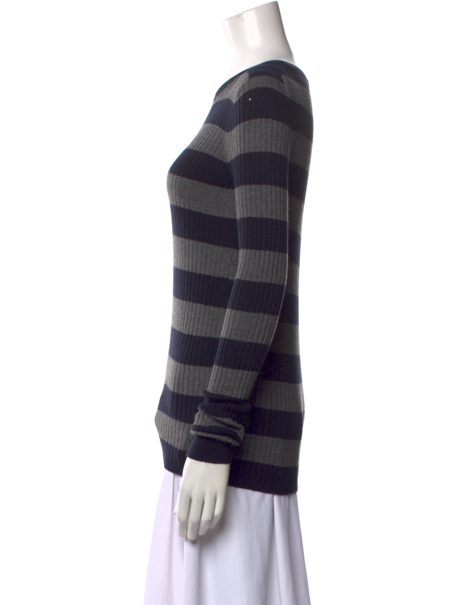 Vince Striped Bateau Neckline Sweatshirt