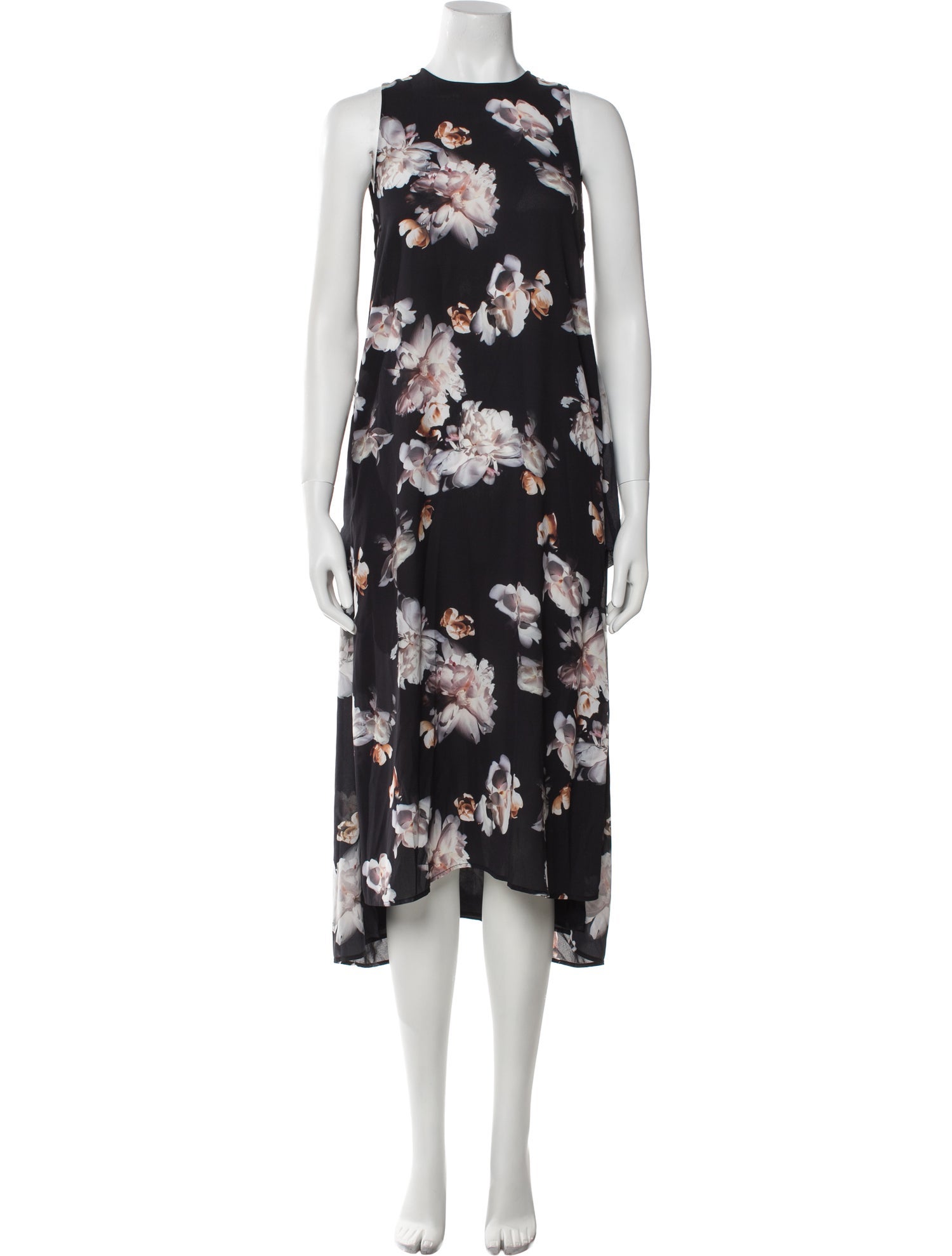 Vince Floral Print Midi Length Dress