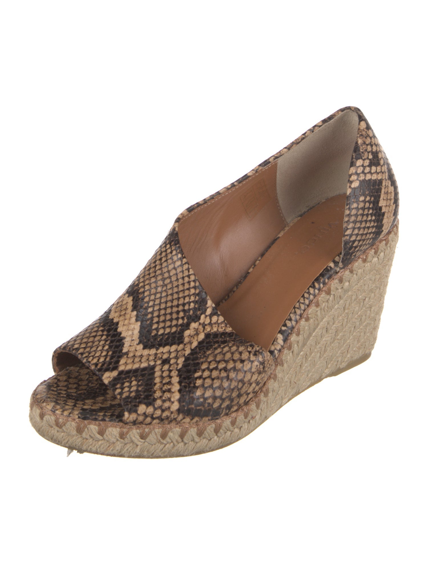 Vince Embossed Leather Animal Print Espadrilles