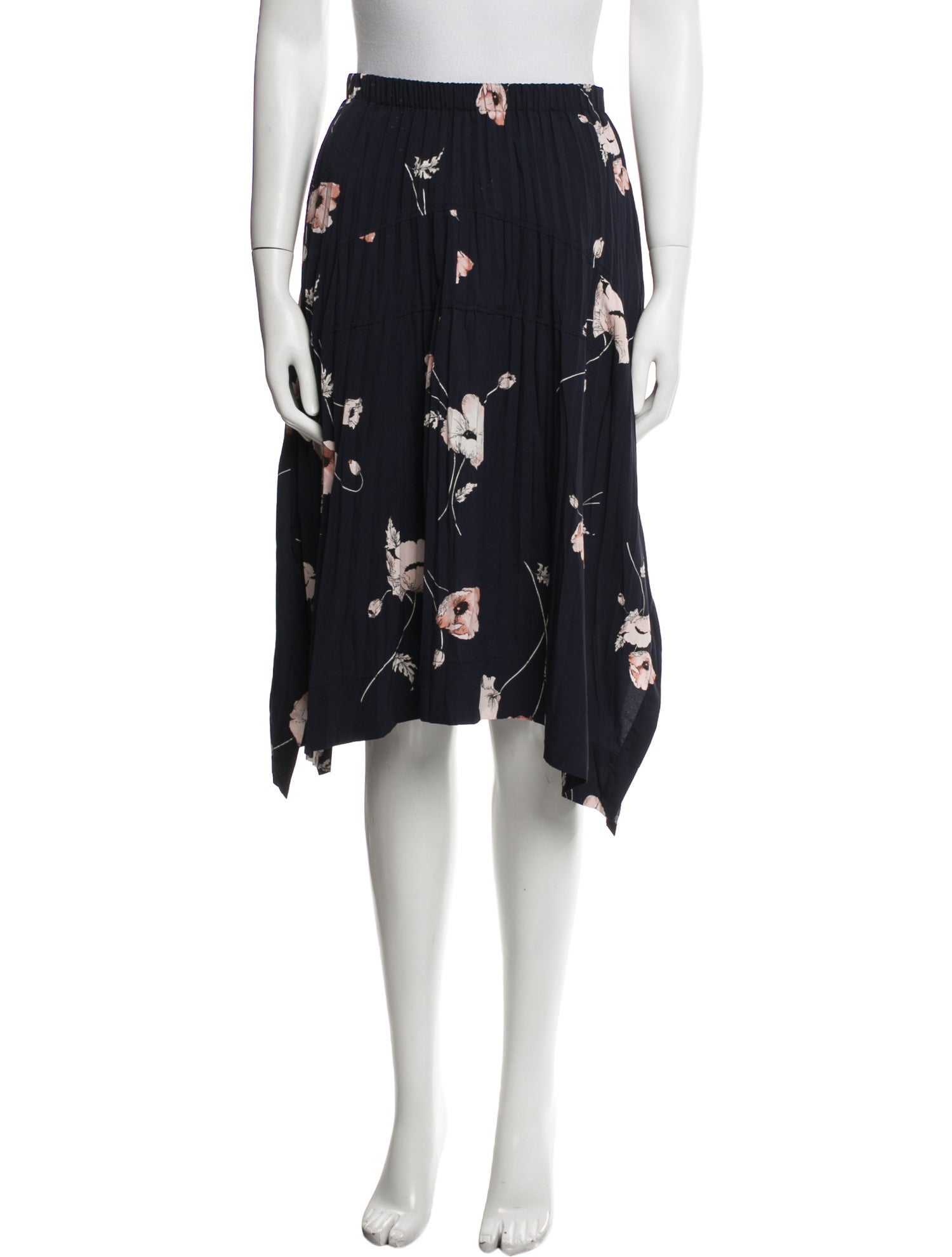 Vince Floral Print Knee-Length Skirt
