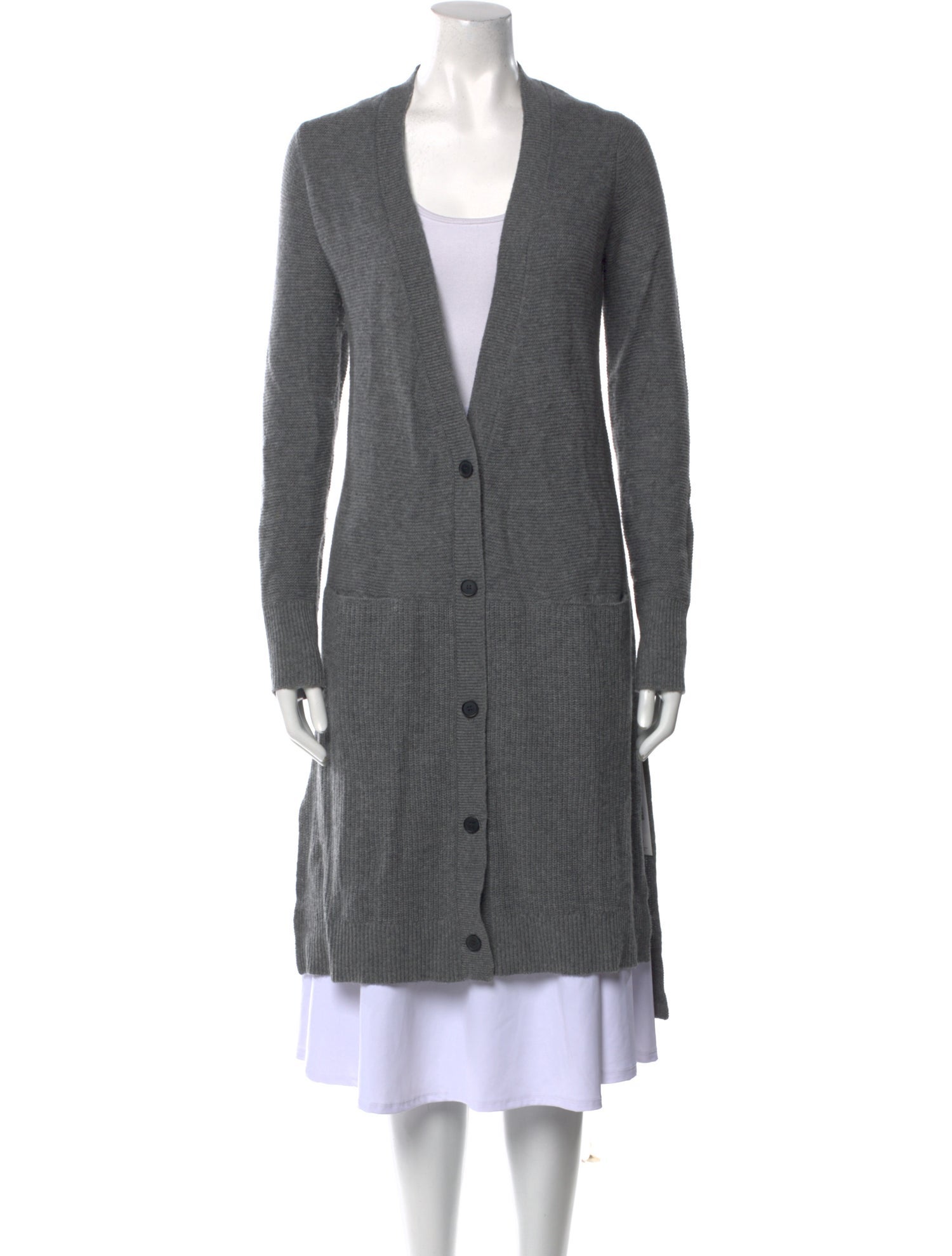 Vince Cashmere V-Neck Sweater - Grey Knitwear, Clothing