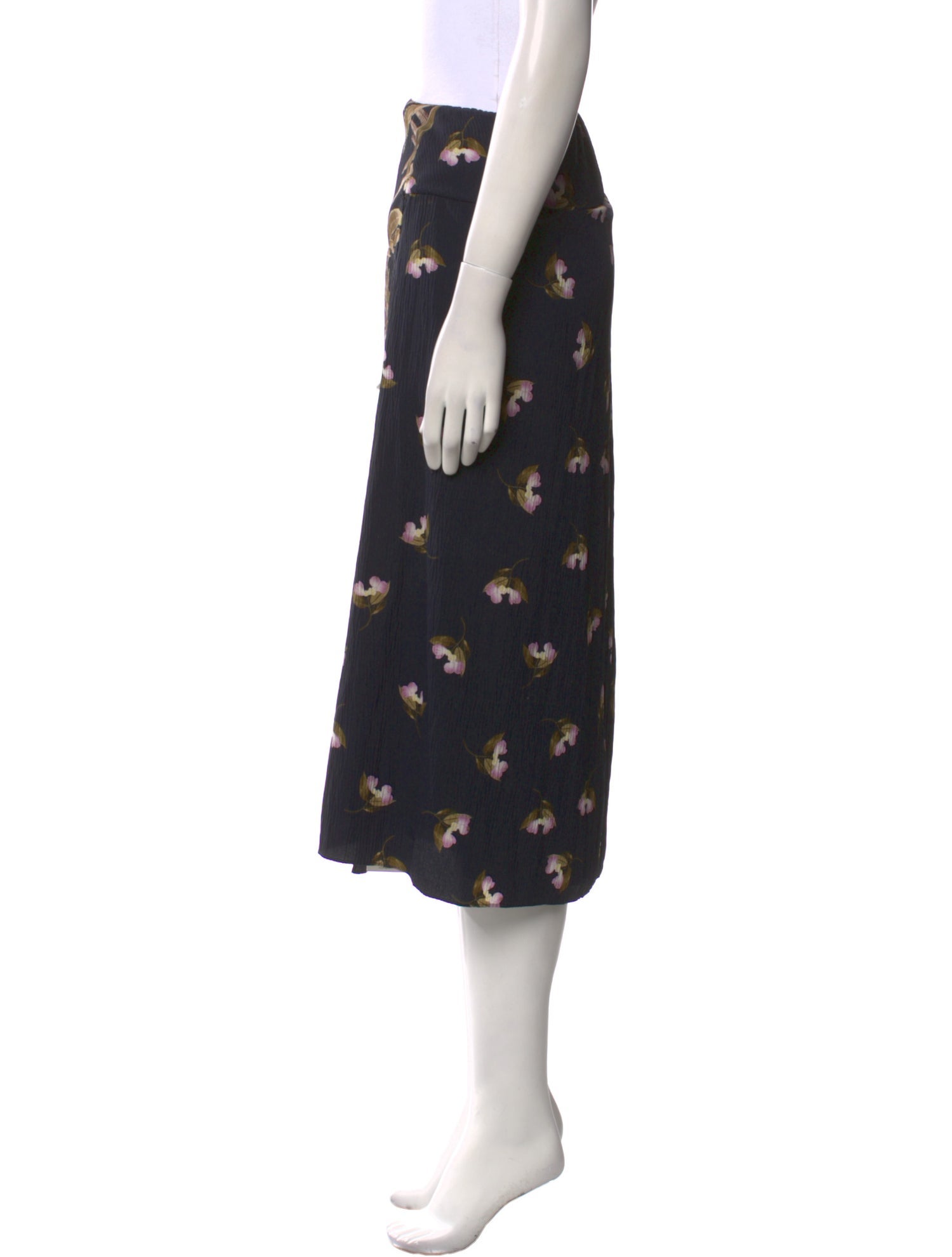 Vince Floral Print Midi Length Skirt