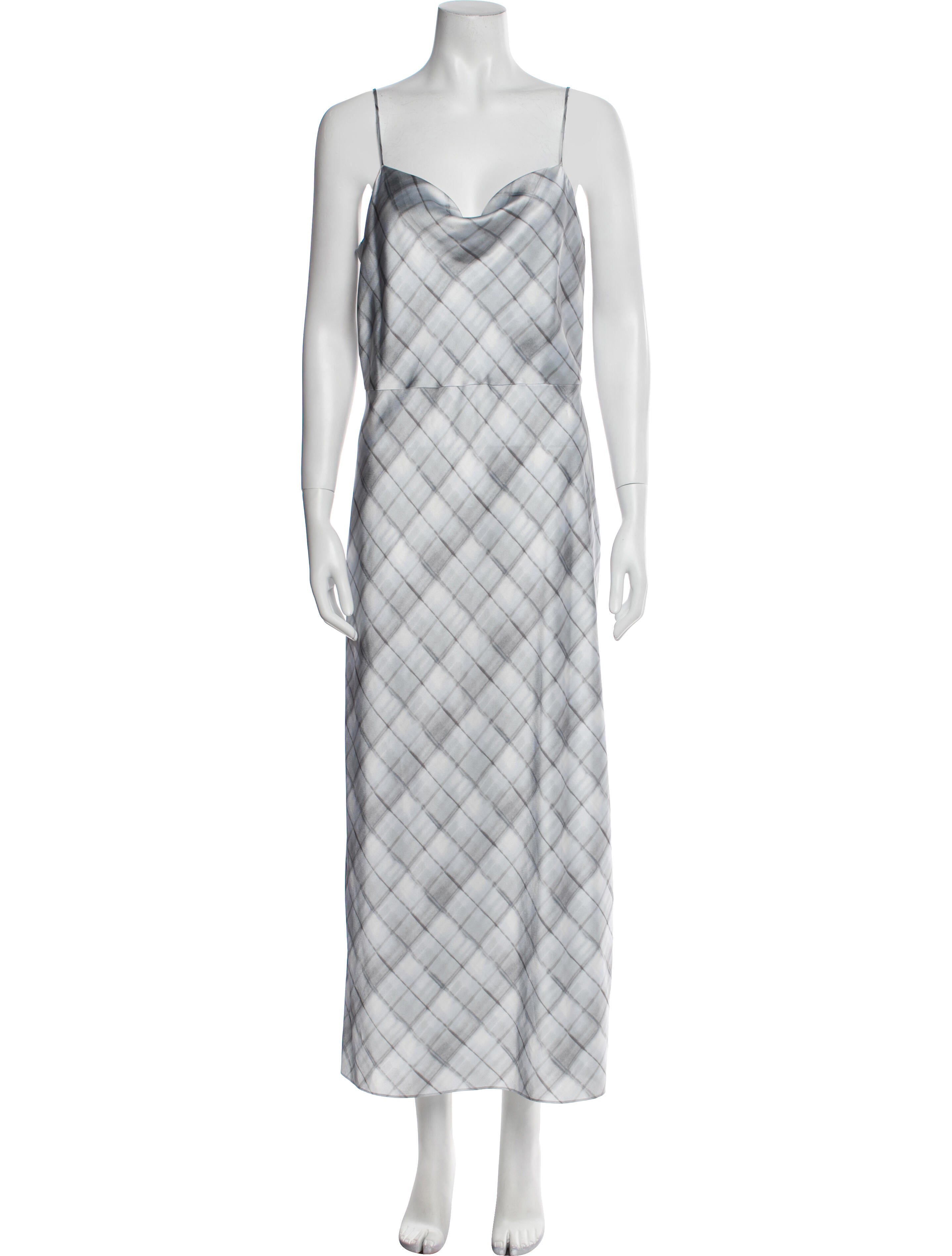 Vince Plaid Print Long Dress