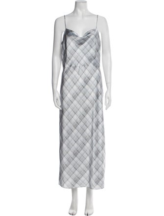 Vince Plaid Print Long Dress