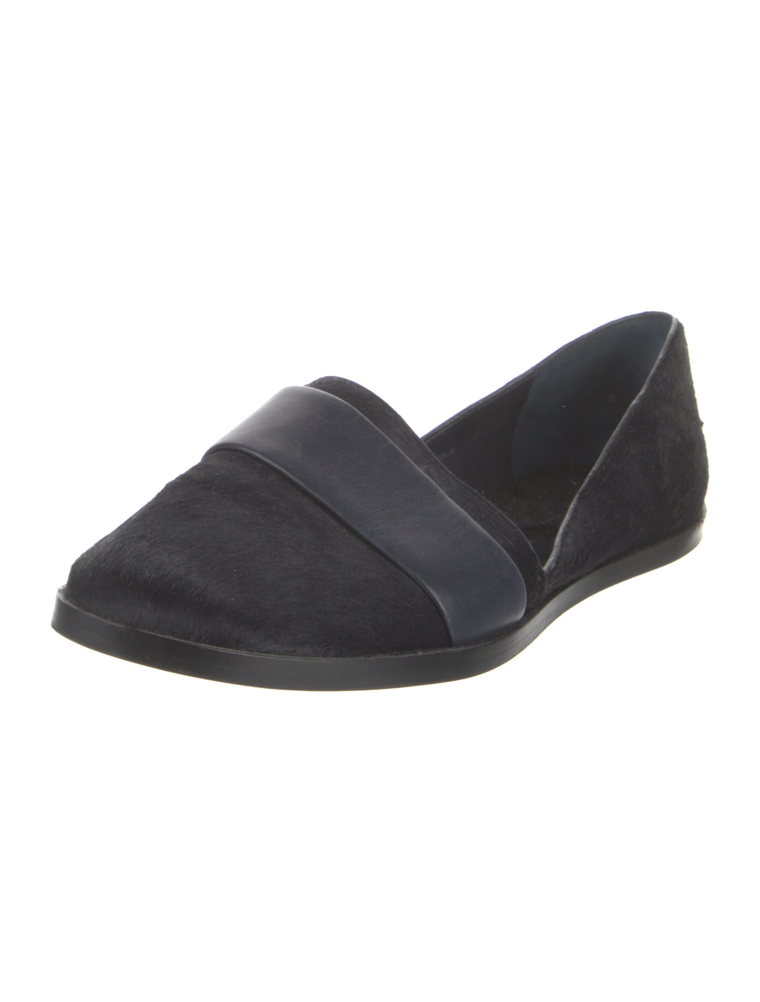 Vince Ponyhair Leather Trim Embellishment Flats