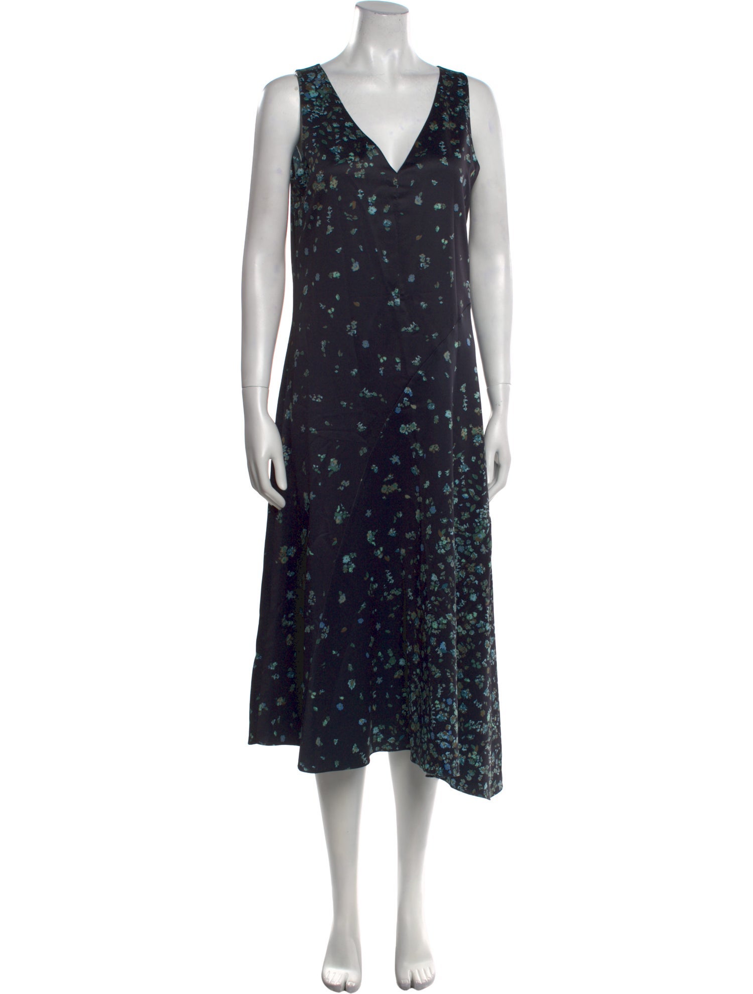 Vince Floral Print Midi Length Dress