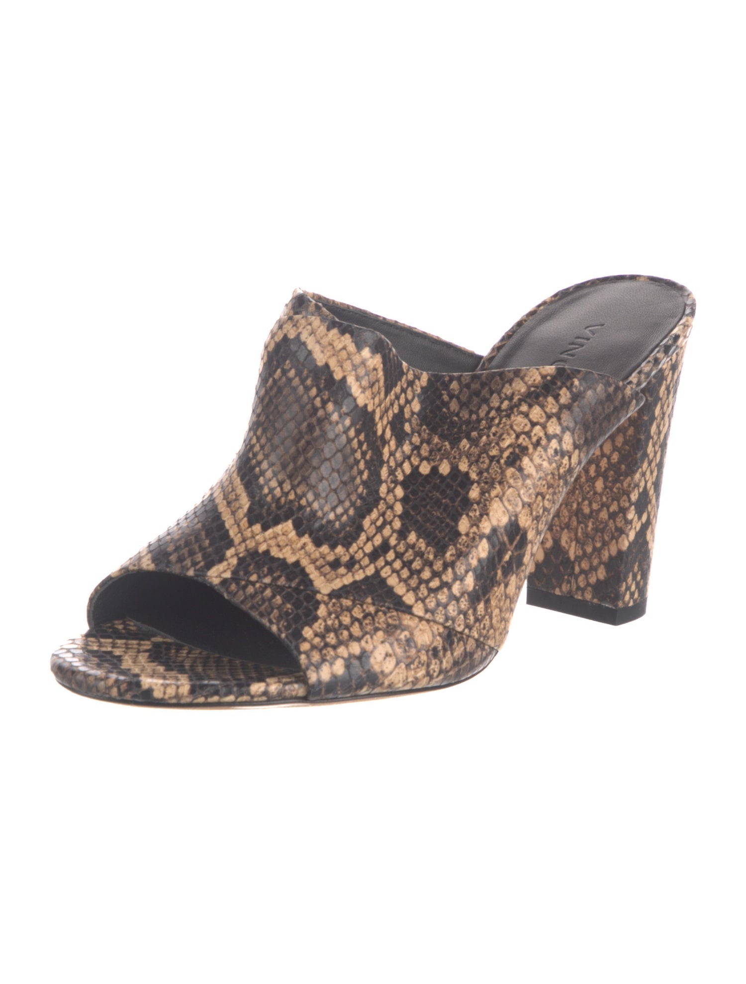 Vince Leather Animal Print Slides