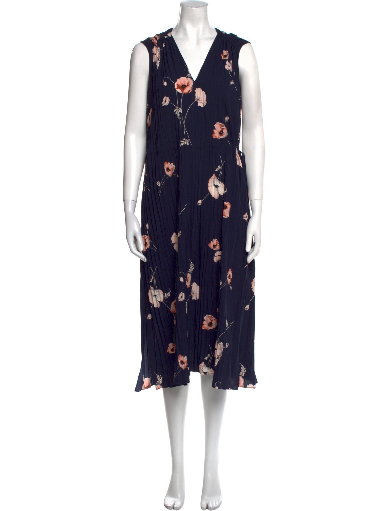 Vince Floral Print Midi Length Dress
