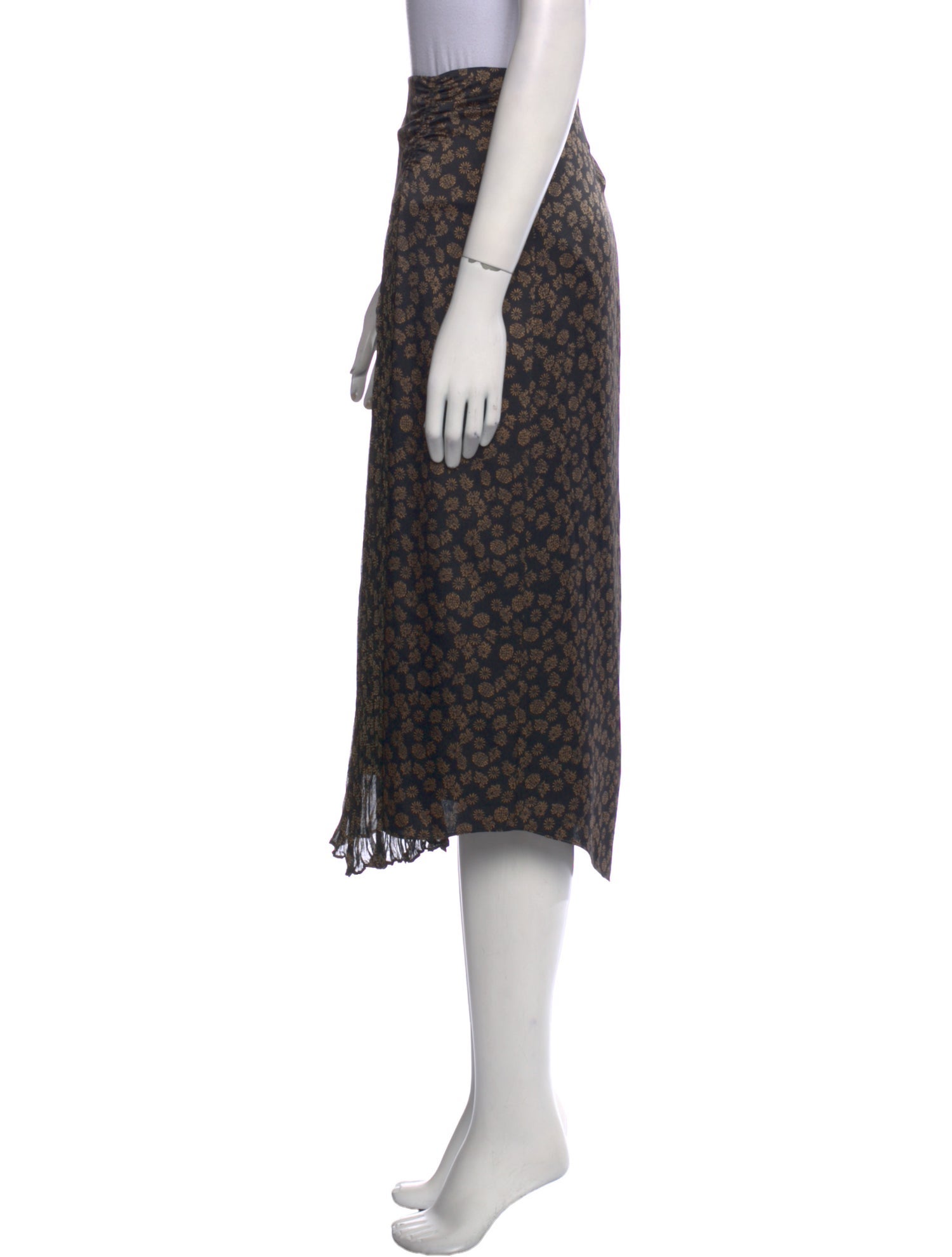 Vince Floral Print Midi Length Skirt