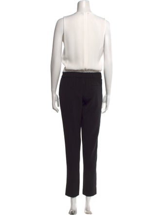 Vince Colorblock Pattern Plunge Neckline Jumpsuit