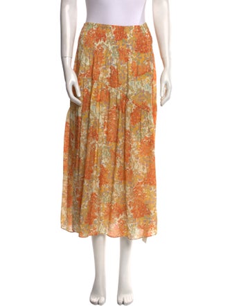 Vince Floral Print Midi Length Skirt