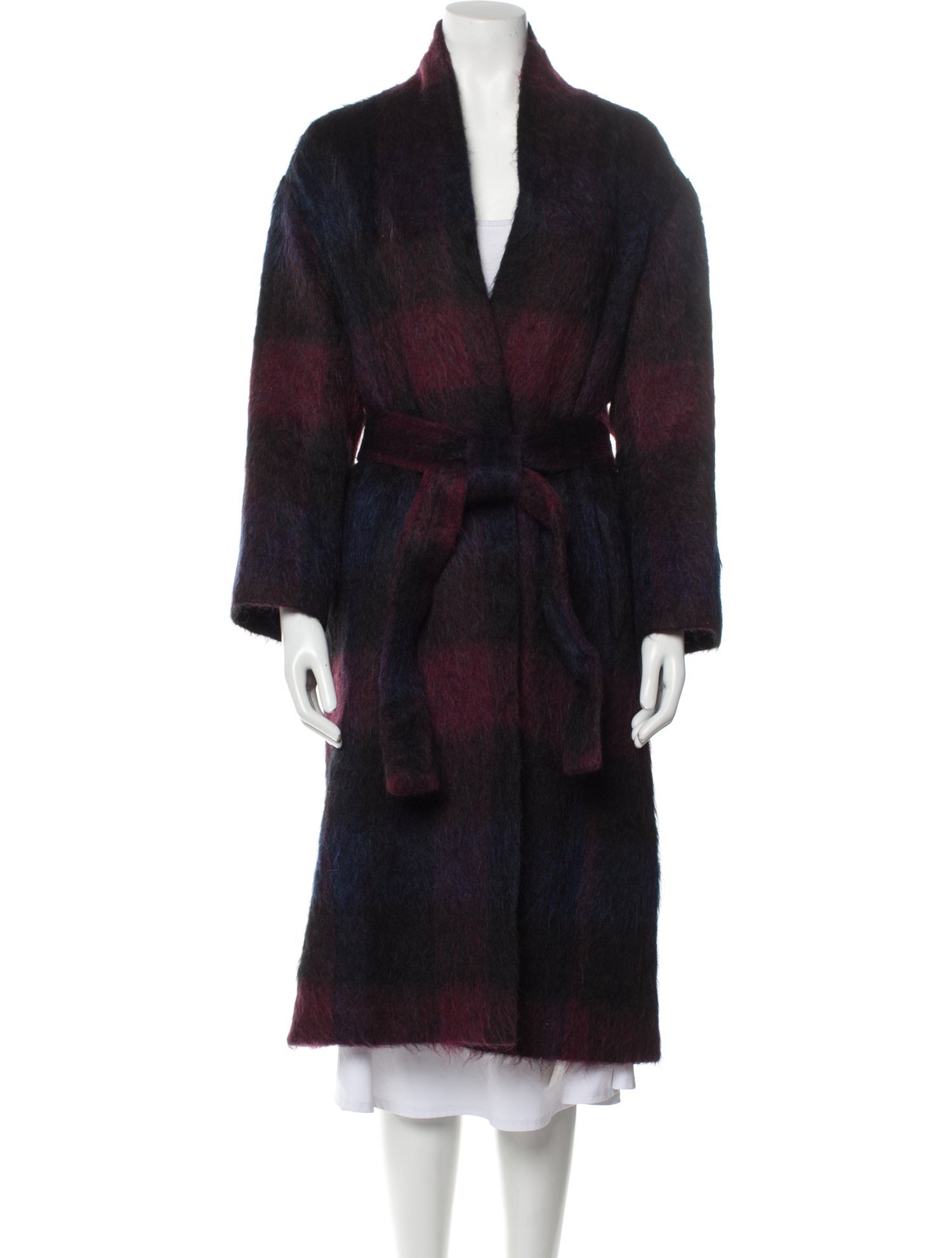 Vince Plaid Print Plunge Neckline Tunic