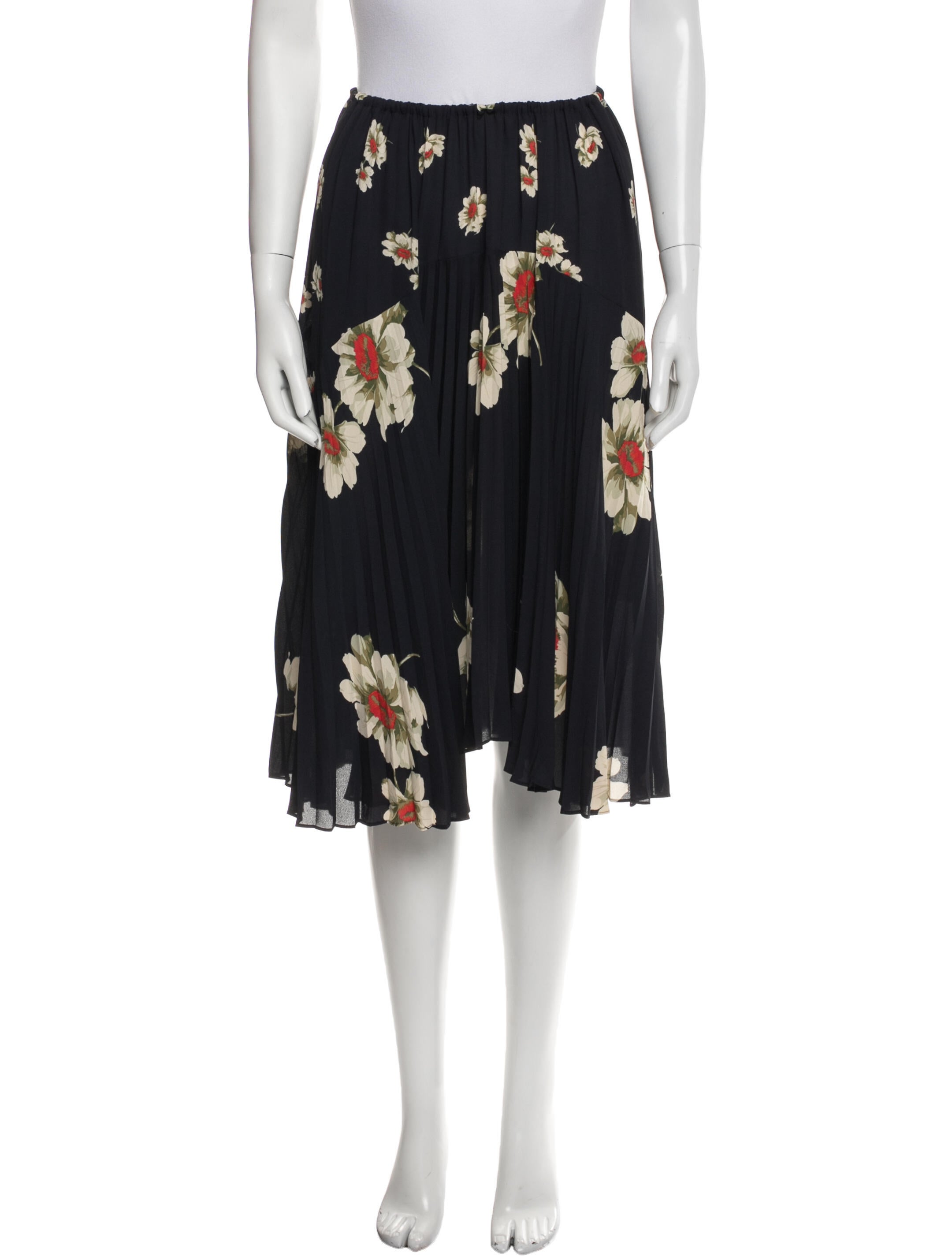 Vince Floral Print Knee-Length Skirt