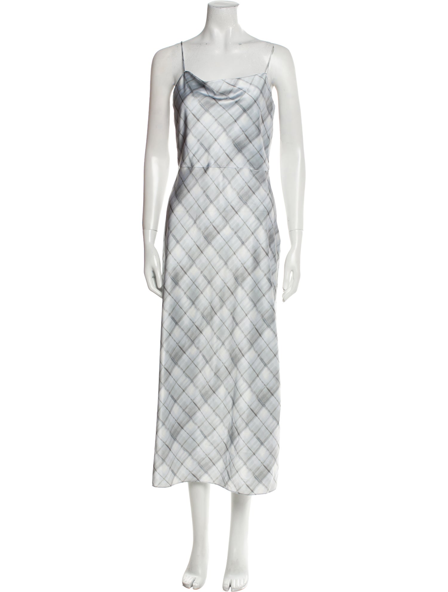 Vince Plaid Print Midi Length Dress