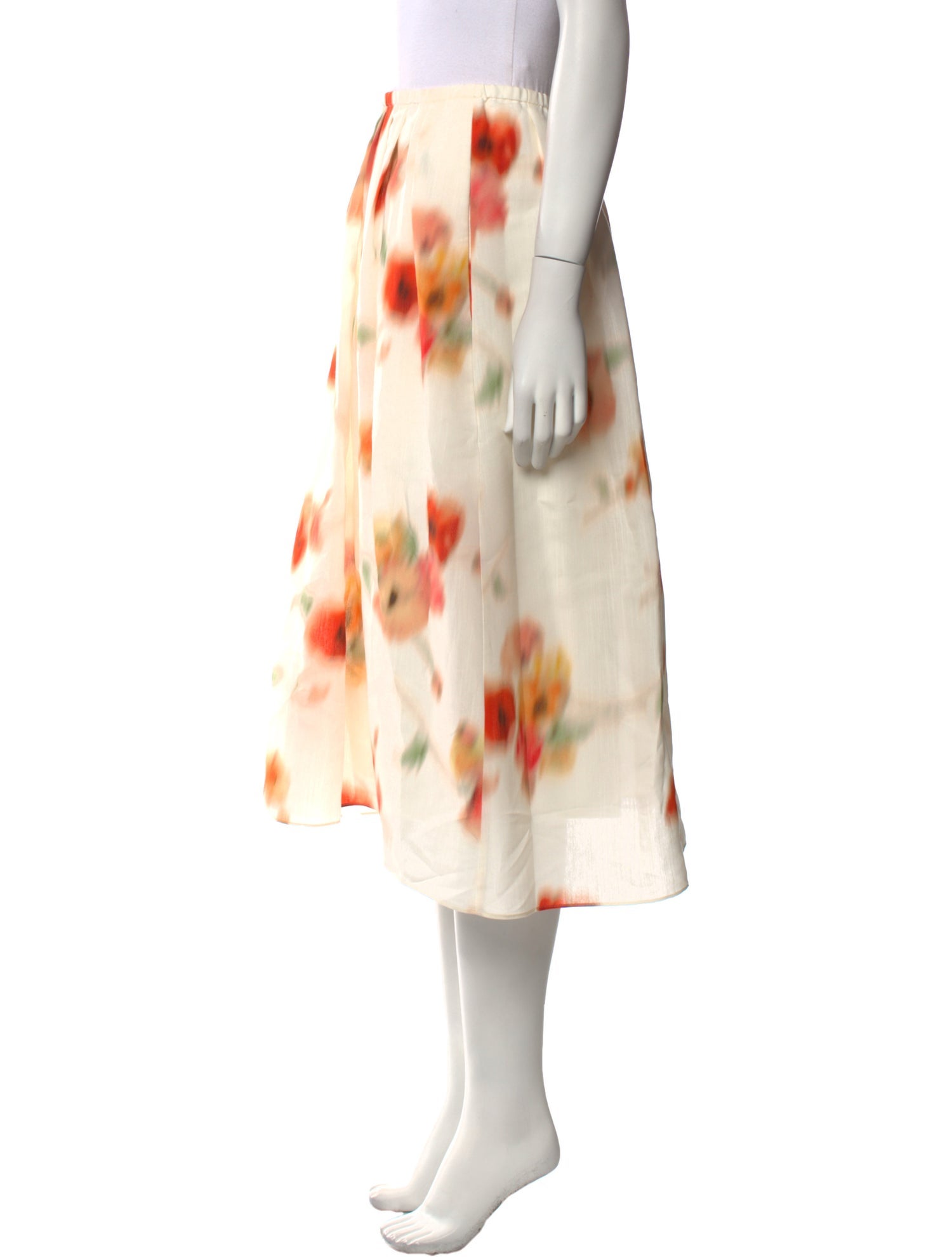 Vince Floral Print Knee-Length Skirt