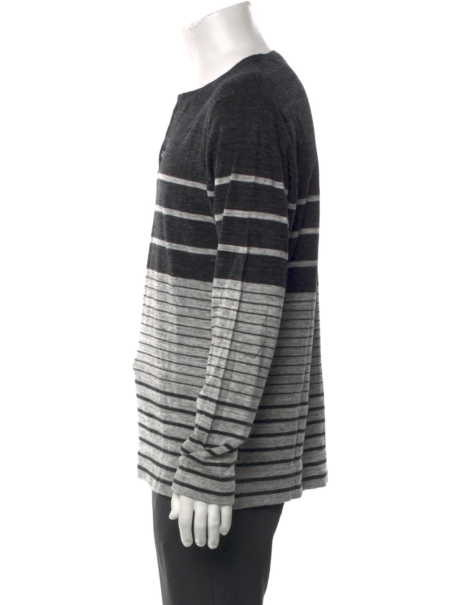 Vince Striped Crew Neck Polo Sweater