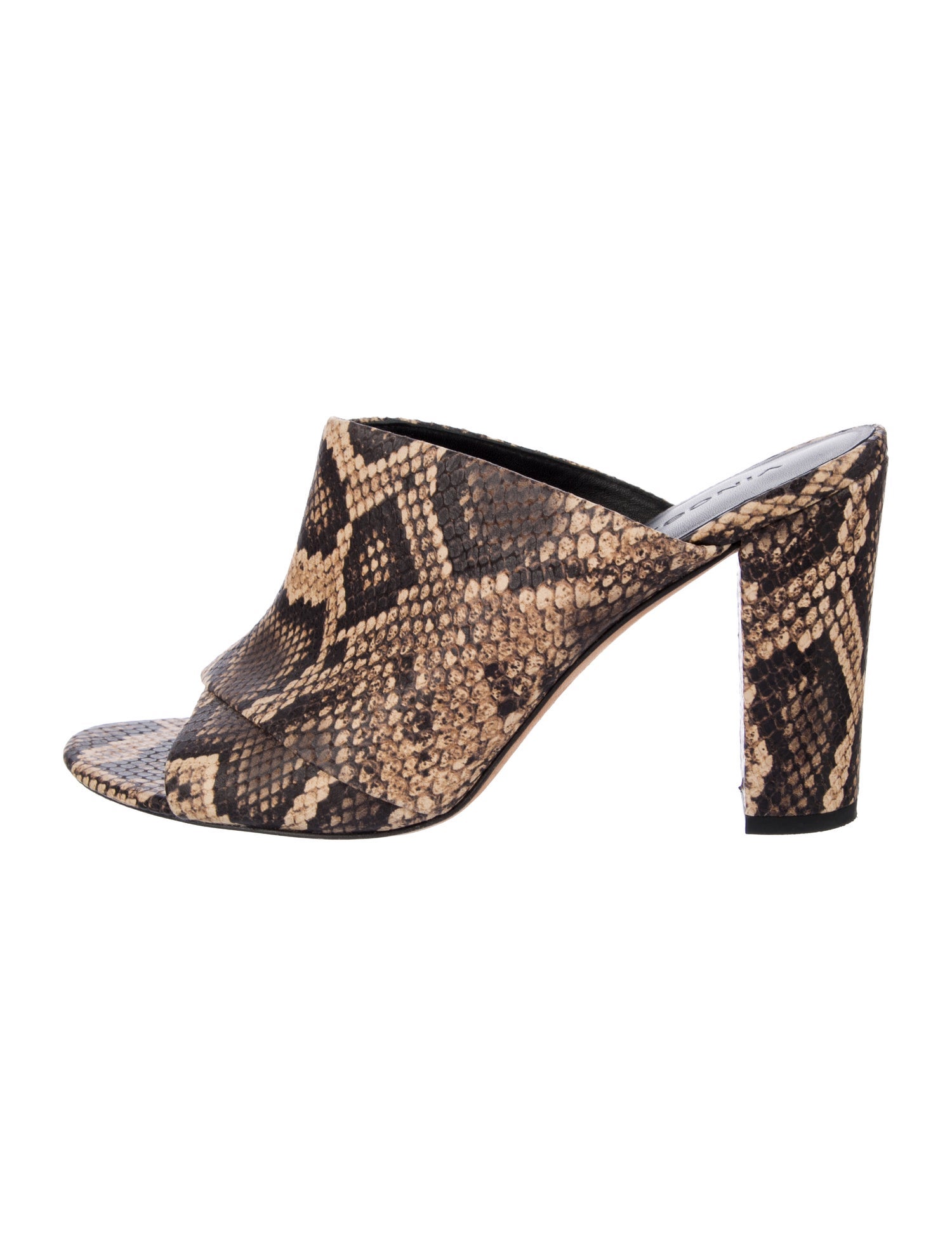 Vince Leather Animal Print Slides