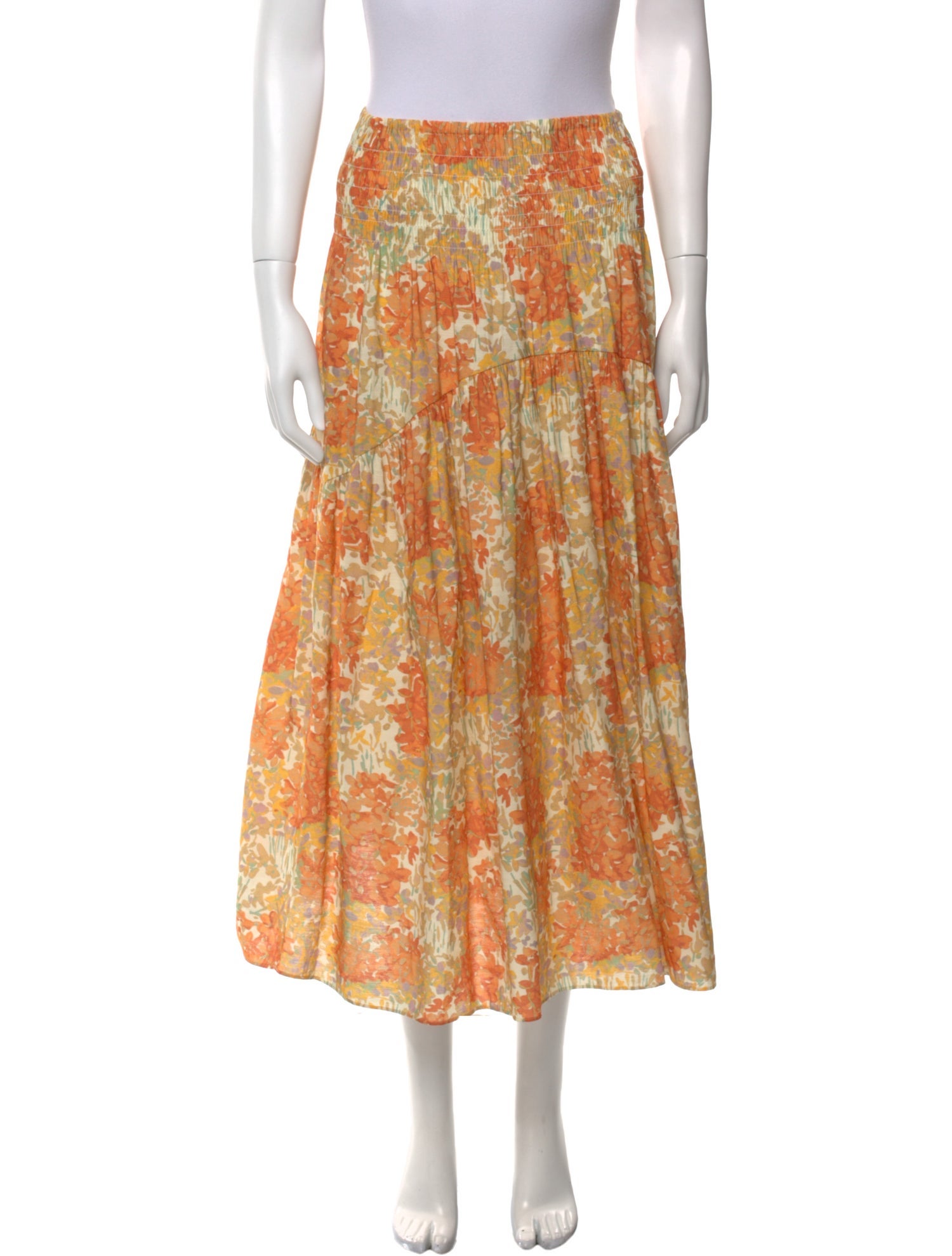 Vince Floral Print Midi Length Skirt