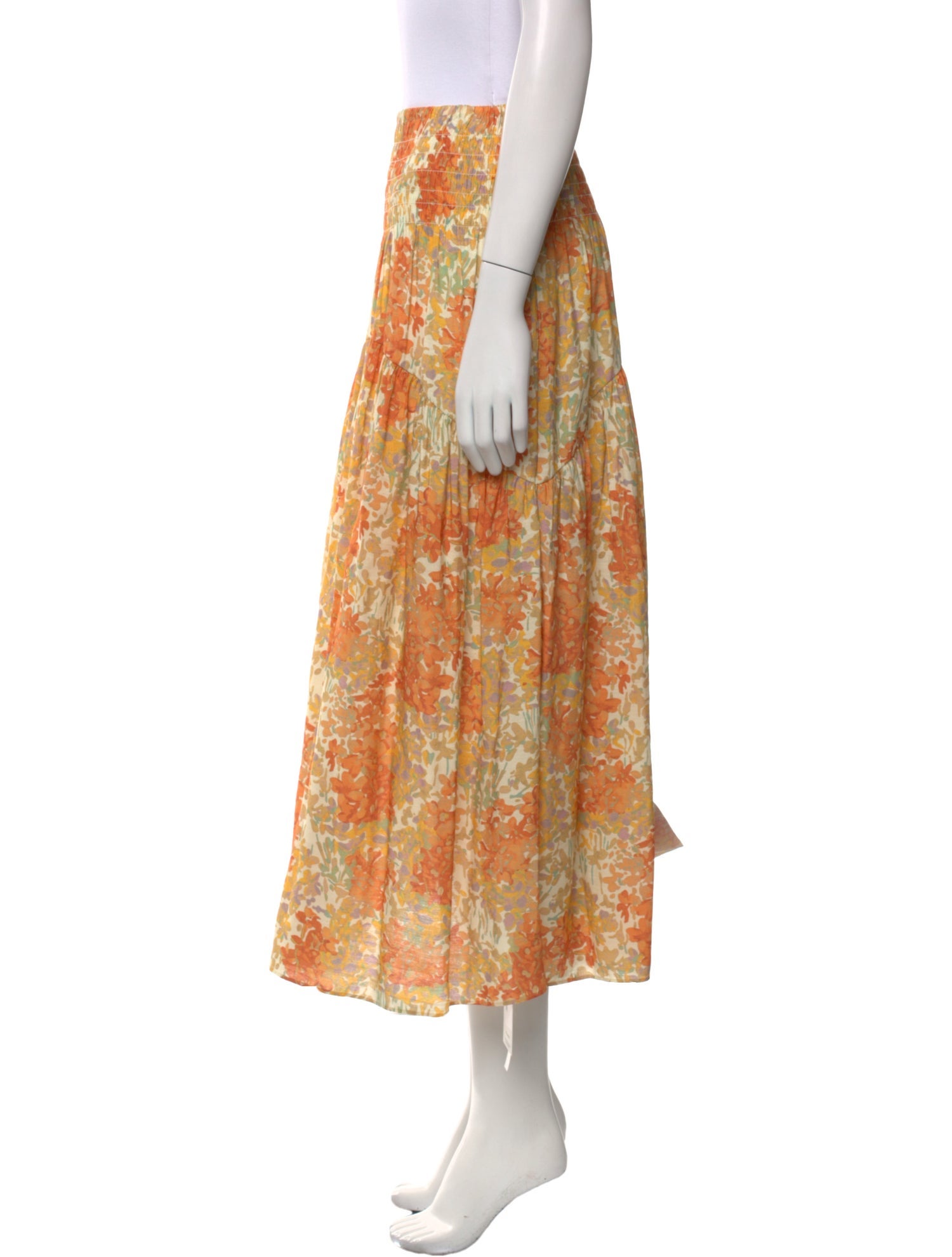 Vince Floral Print Midi Length Skirt