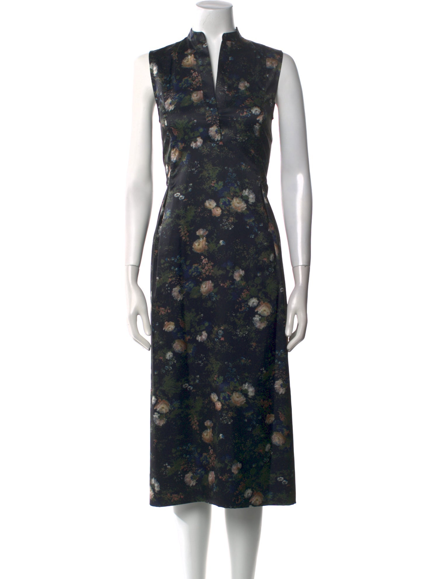 Vince Floral Print Midi Length Dress