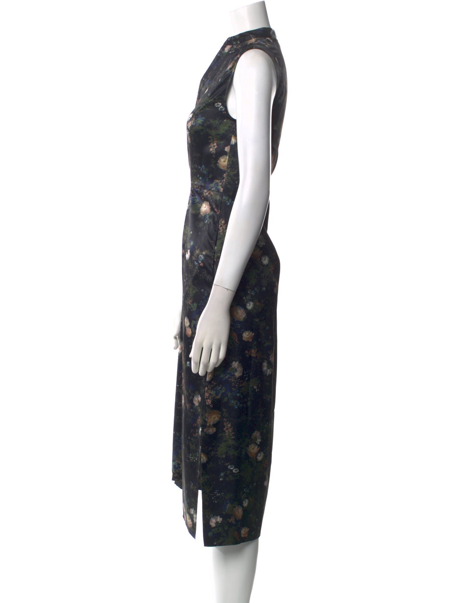 Vince Floral Print Midi Length Dress