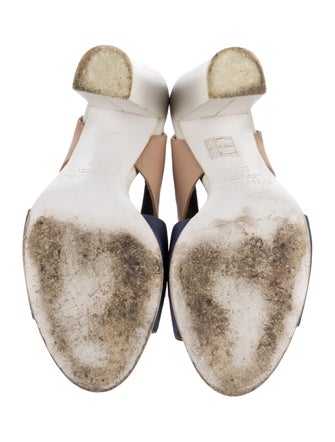 Vince Leather Colorblock Pattern Slingback Pumps