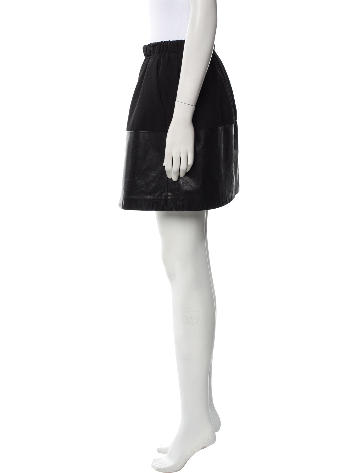 Vince Leather Trim Embellishment Mini Skirt