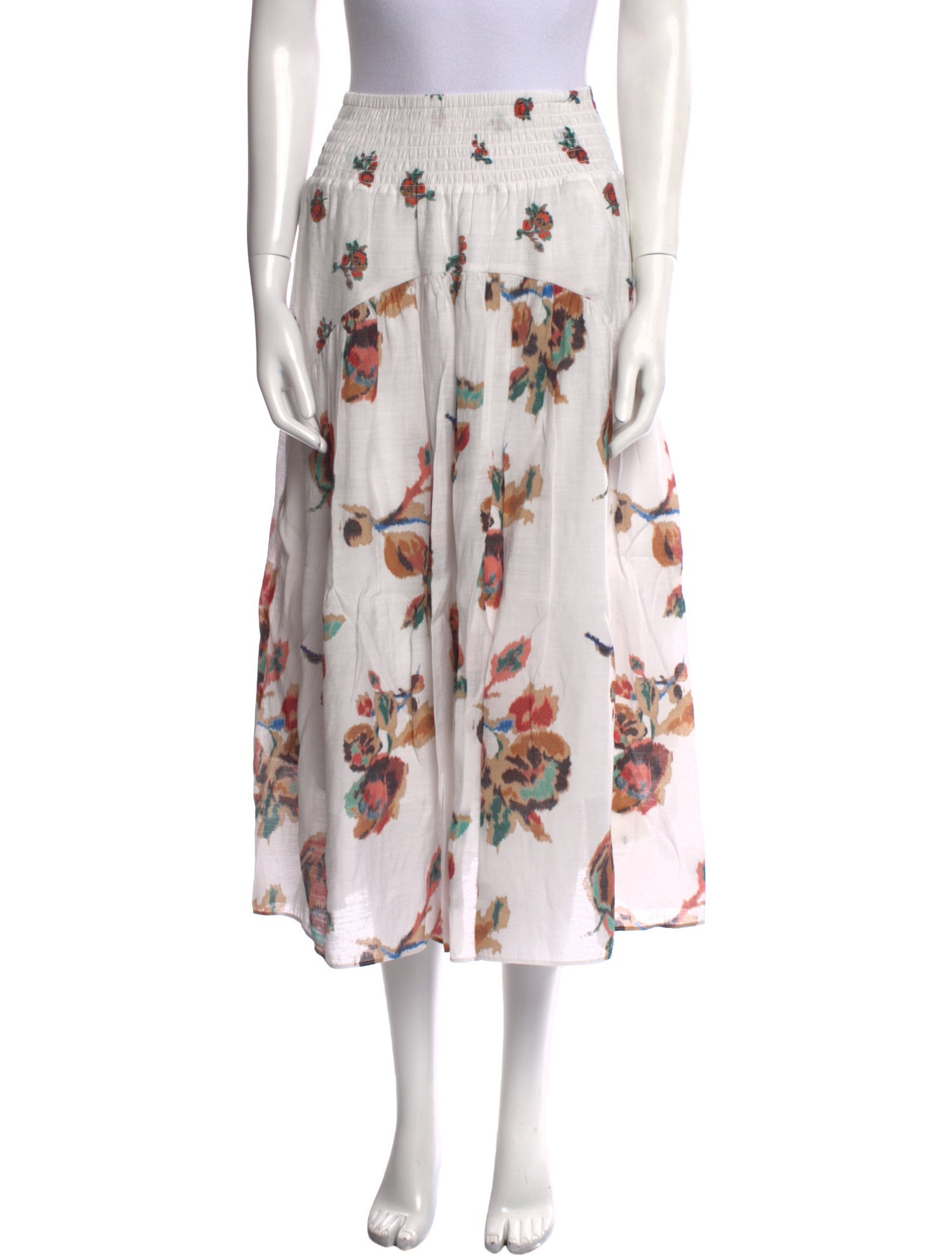 Vince Floral Print Midi Length Skirt