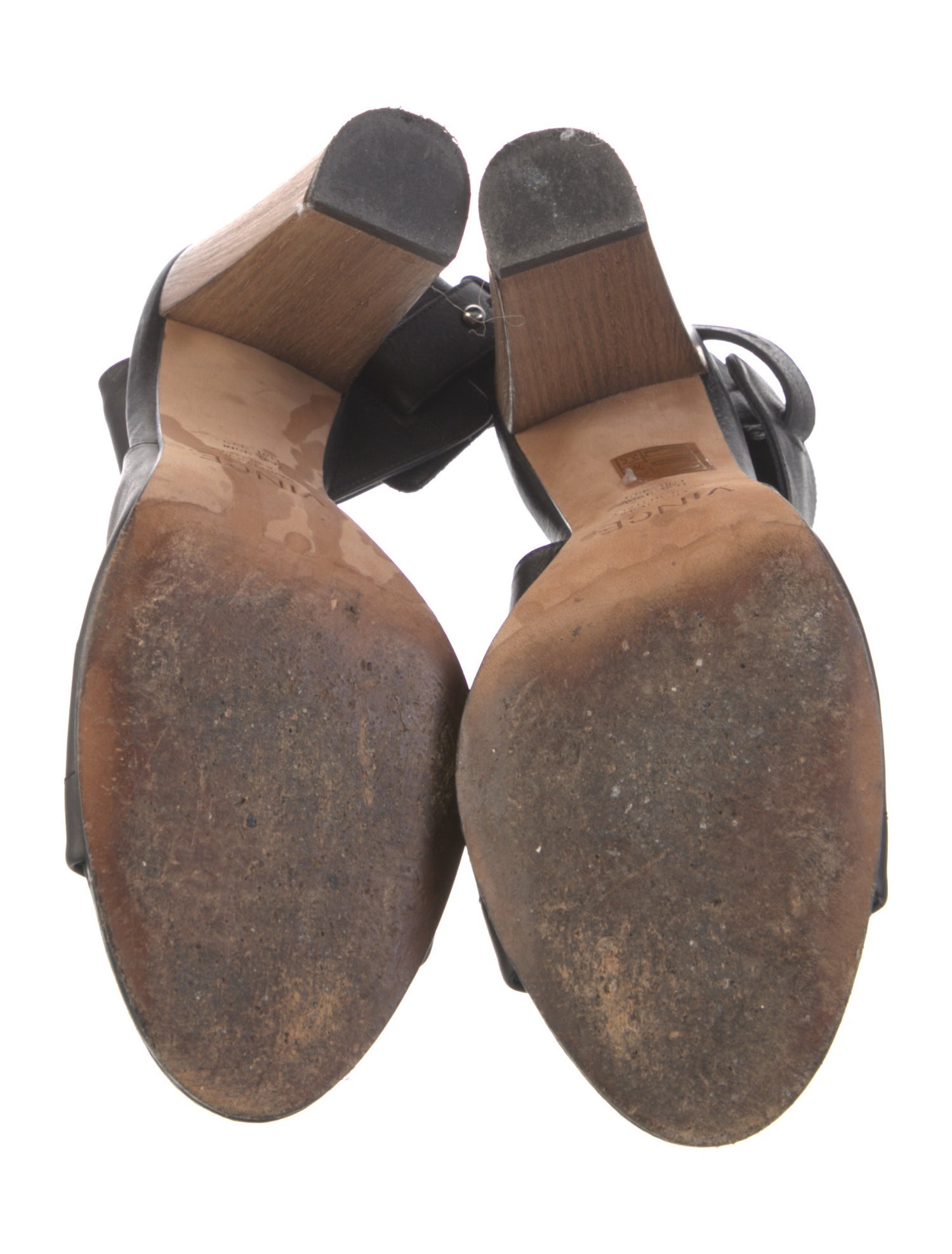 Vince Leather Cutout Accent Slingback Sandals