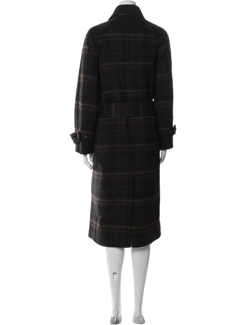 Vince Wool Plaid Print Trench Coat