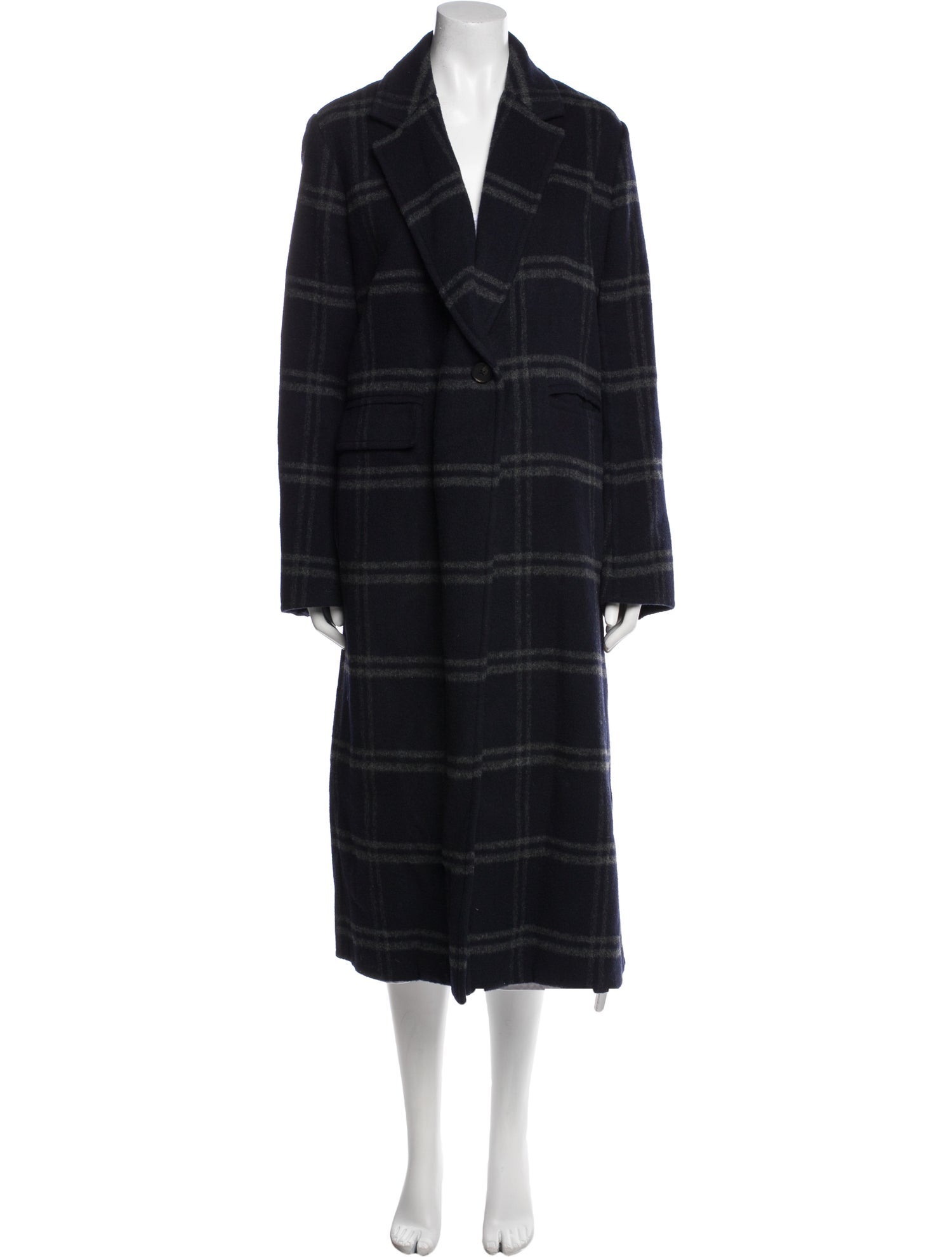Vince Wool Plaid Print Coat
