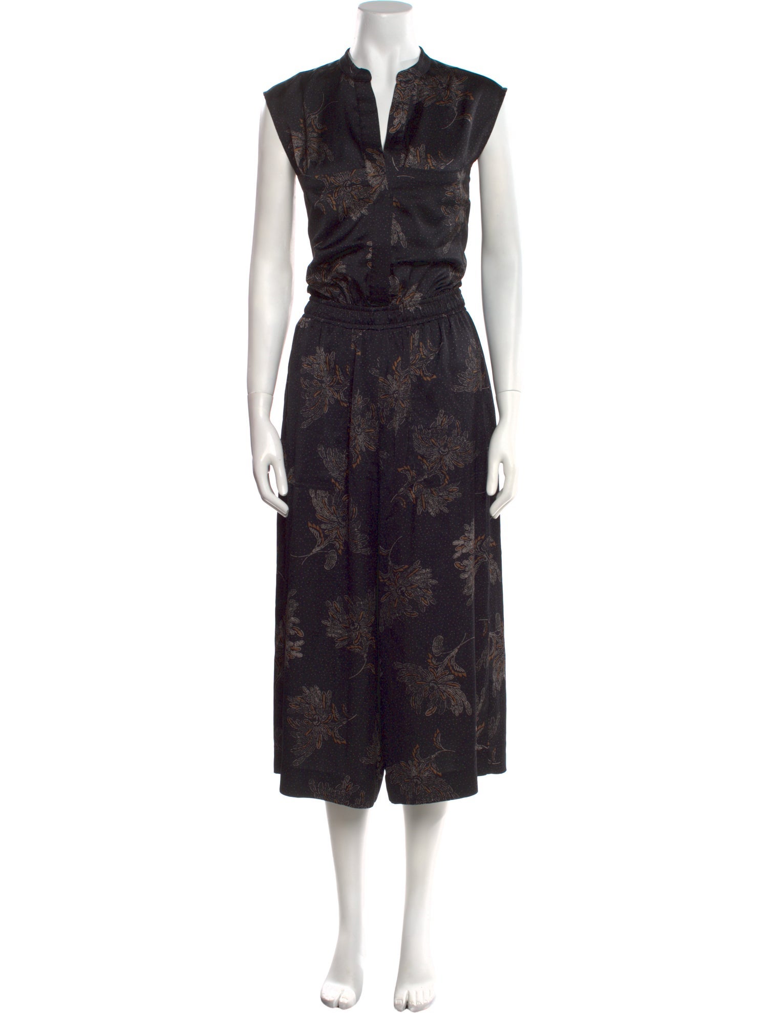 Vince Printed V-Neck Jumpsuit