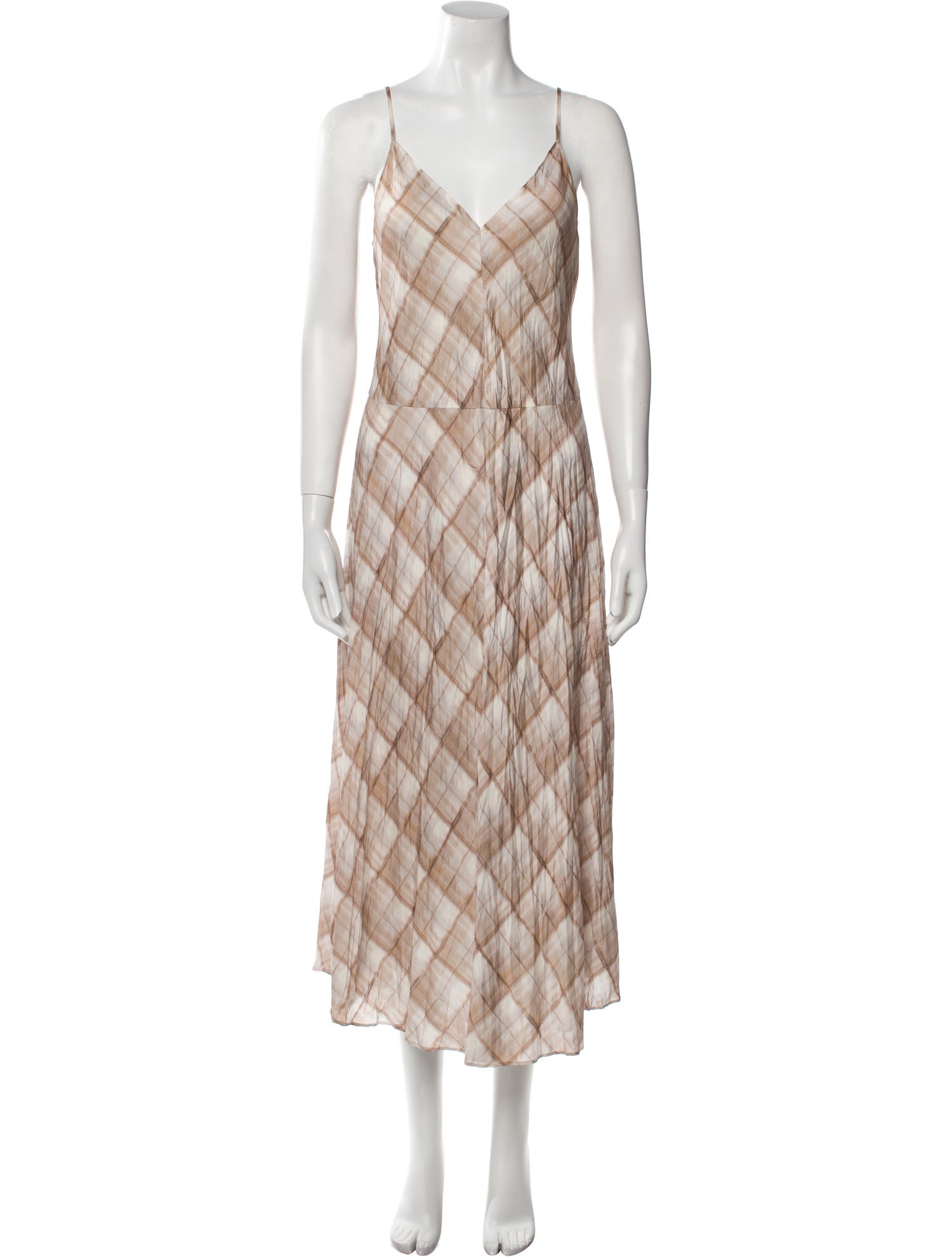 Vince Plaid Print Long Dress