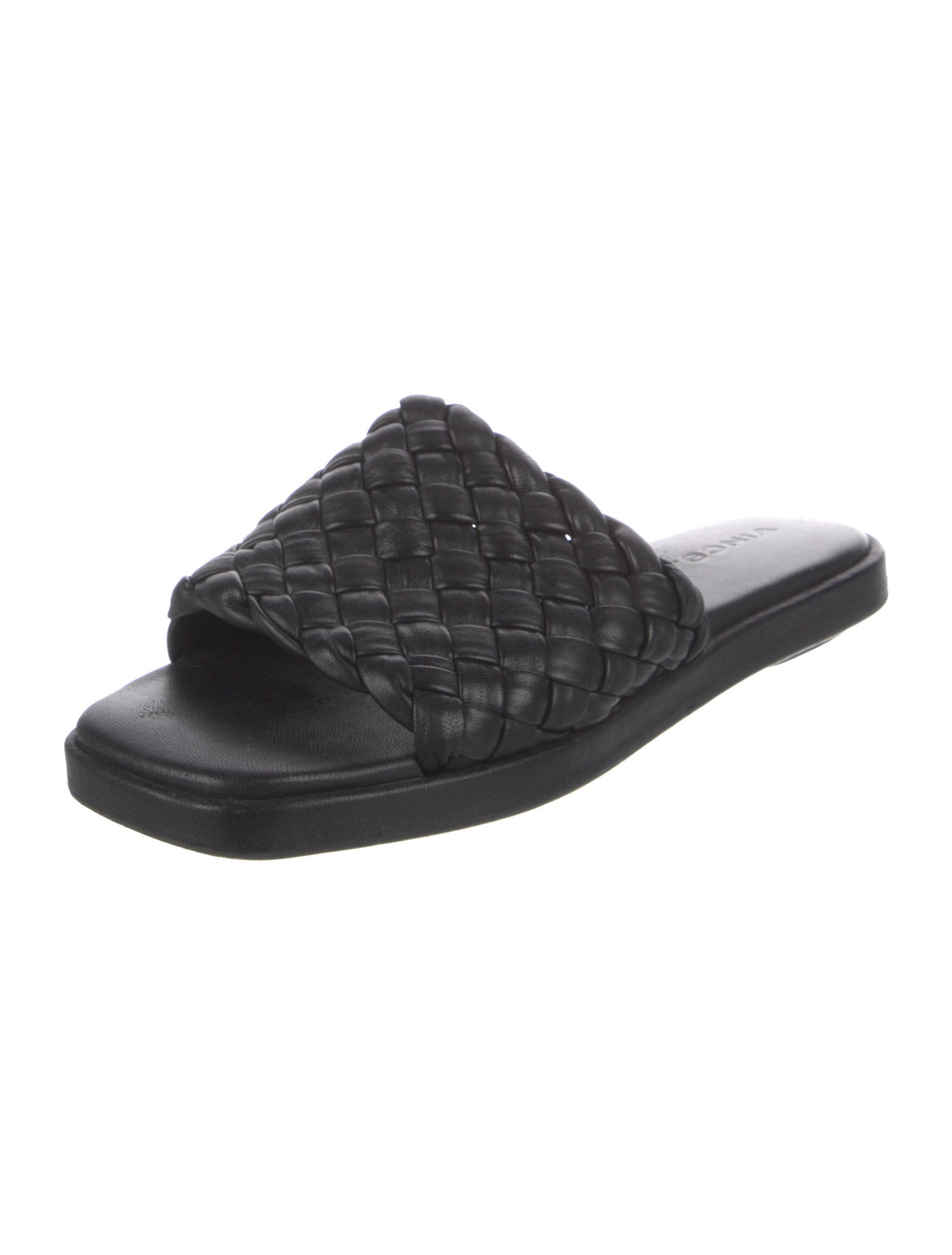 Vince Leather Braided Accents Slides