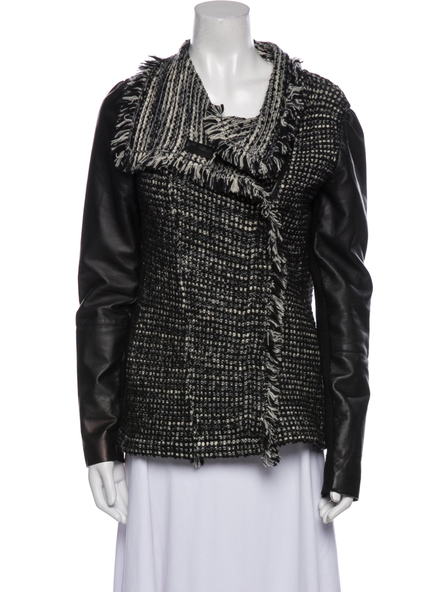 Vince Wool Tweed Pattern Biker Jacket