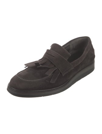 Vince Suede Fringe Trim Accent Loafers