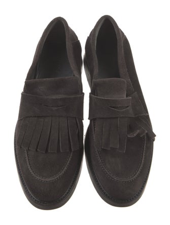 Vince Suede Fringe Trim Accent Loafers