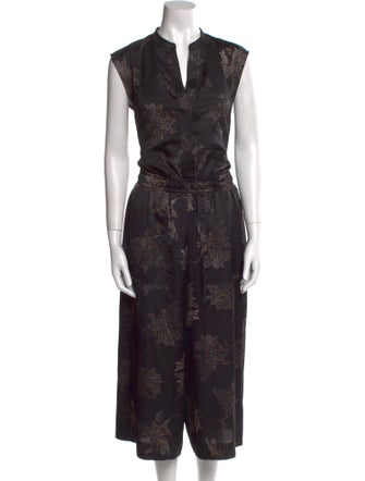 Vince Printed V-Neck Jumpsuit