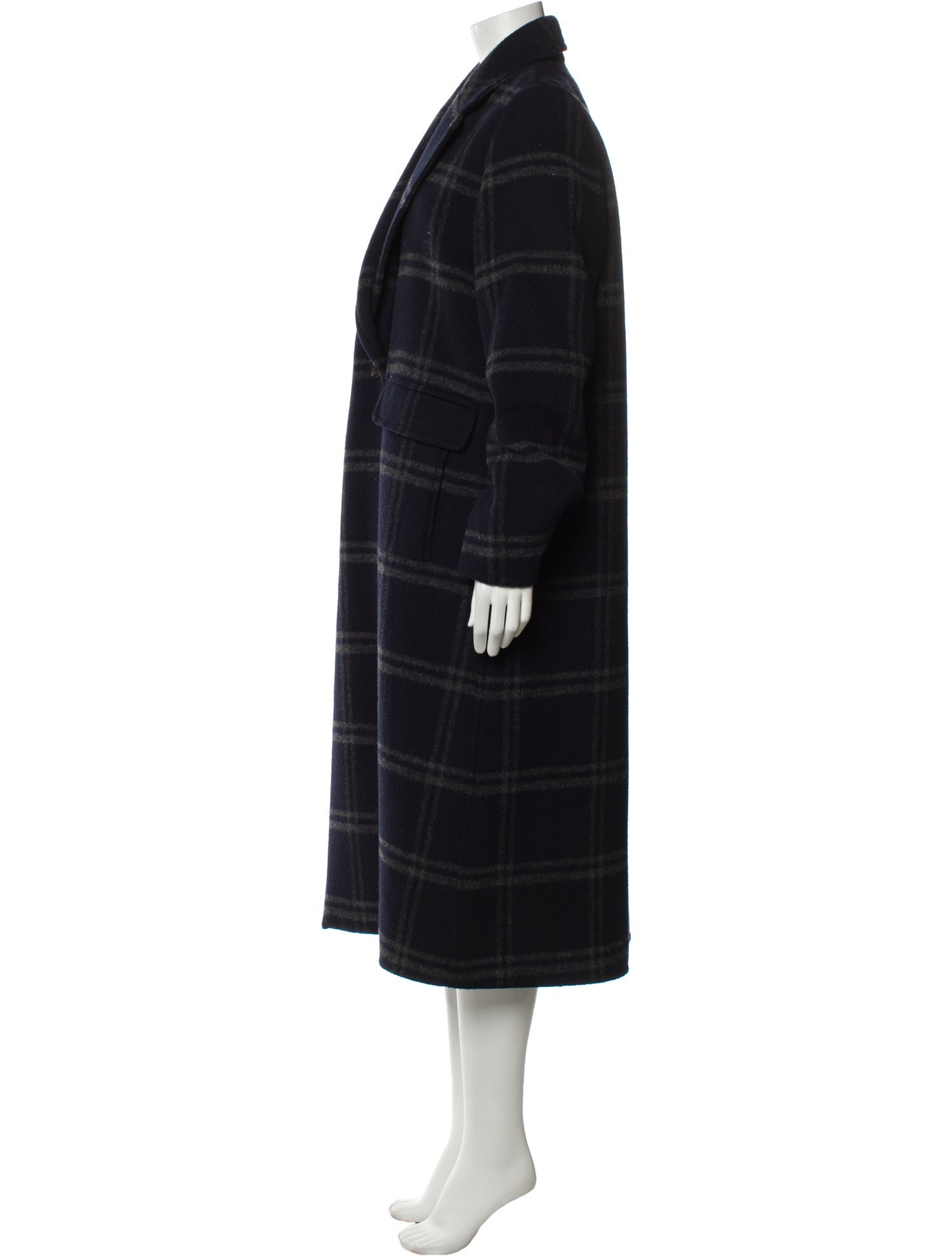 Vince Wool Plaid Print Peacoat