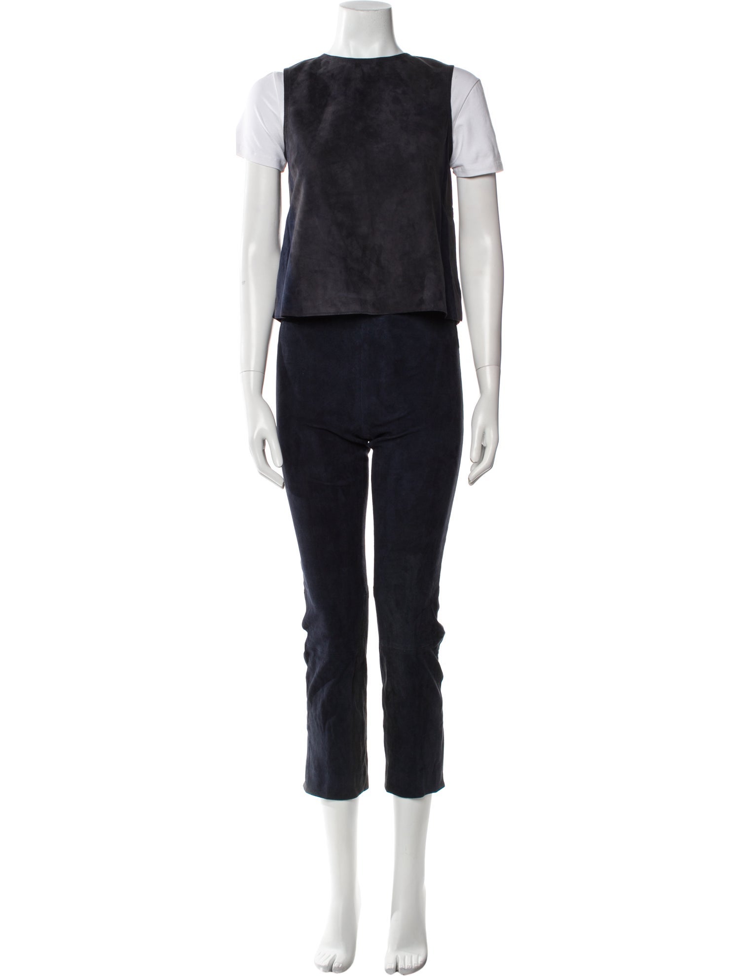 Vince Suede Raw-Edge Trim Pant Set