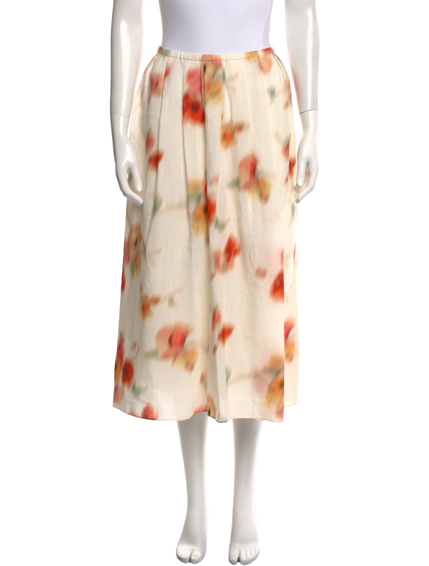 Vince Floral Print Midi Length Skirt