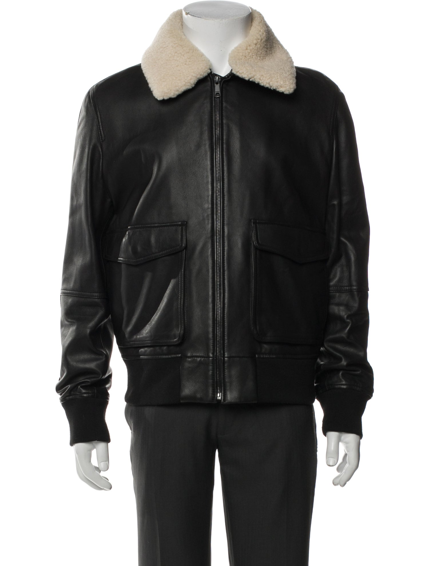 Vince Lamb Leather Bomber Jacket