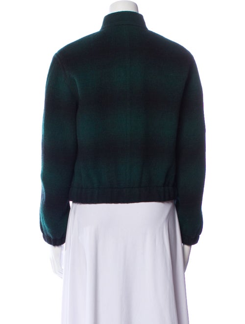 Vince Wool Plaid Print Bomber Jacket