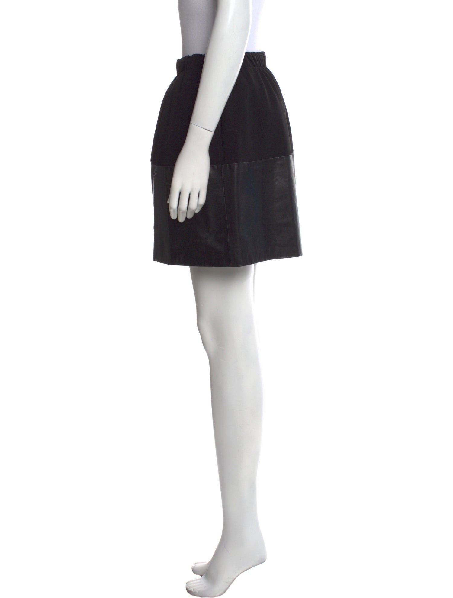 Vince Leather Trim Embellishment Mini Skirt