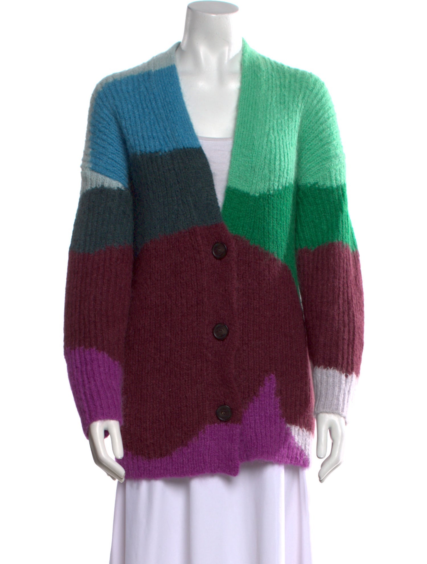 Vince Mohair Colorblock Pattern Sweater